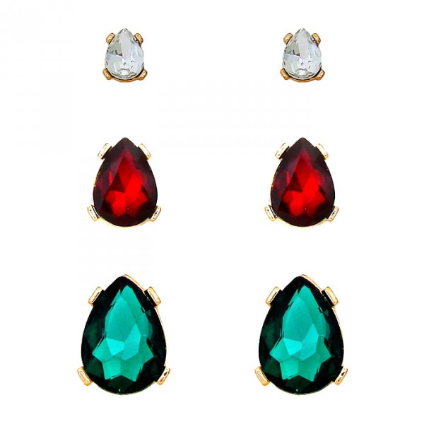 Teardrop Crystal Rhinestone Stud Earrings